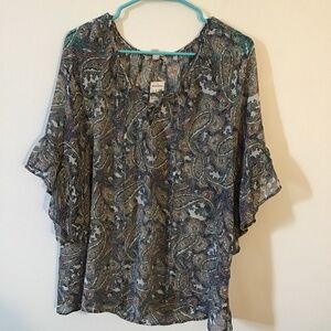 Womens Sheer Paisley Blouse